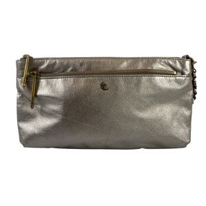 Elliott Lucia Women’s Gold Metallic Leather Wristlet Clutch Bag